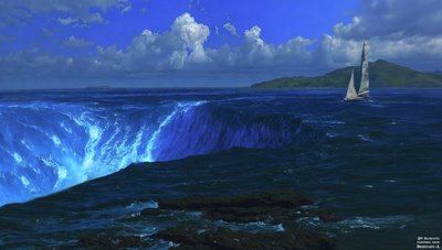 JJM genskaber Bierstadt-A: Niagara Falls (med sejlskib) af Josef Johann Michel