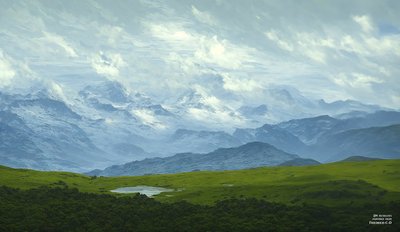 JJM genskaber Friedrich-C-D: Driving Clouds (Alpine Panorama) af Josef Johann Michel