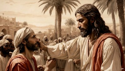 Jesus helbreder den blinde tigger_03 af Josef Johann Michel