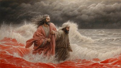 Jesus_af_Nazareth_redder_Simon_Peter_fra_druknedøden_03 af Josef Johann Michel