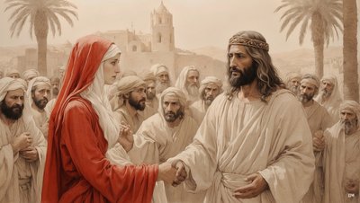 Jesus_redder den utro kvinde fra stening_01 af Josef Johann Michel