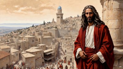 Jesus_blev placeret på templets tinde af djævelen - faldt ned_04 af Josef Johann Michel