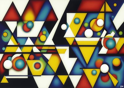 abstrakt: kugler+trekanter 4 af Josef Johann Michel