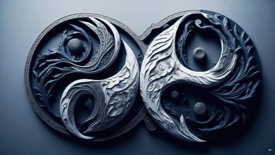 enkaustisk Feng Shui koncept af YIN OG YANG _05 af Josef Johann Michel
