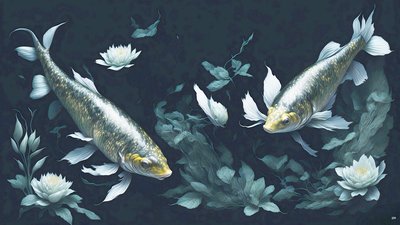 blækmaleri: Koi-Karpfish_yellow_02 af Josef Johann Michel
