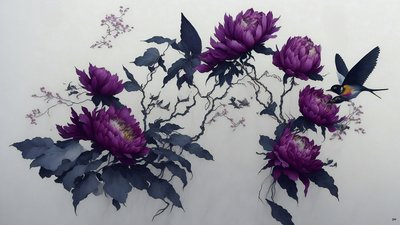 mustemaalaus: PIONI syvä violetti_02 af Josef Johann Michel