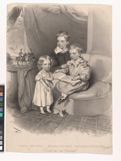 Ærkehertugerne Karl Ludwig, Franz Josef og Ferdinand Max af Østrig af Josef Kriehuber