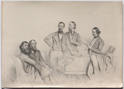Østrigske komponister; Heinrich Proch, Franz von Suppé, Karl Binder, Anton Emil Titl, Anton Maria Storch af Josef Kriehuber