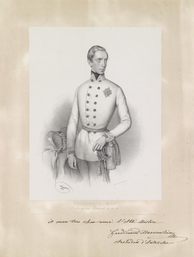 Portræt af den unge ærkehertug Ferdinand Maximilian i uniform af Josef Kriehuber