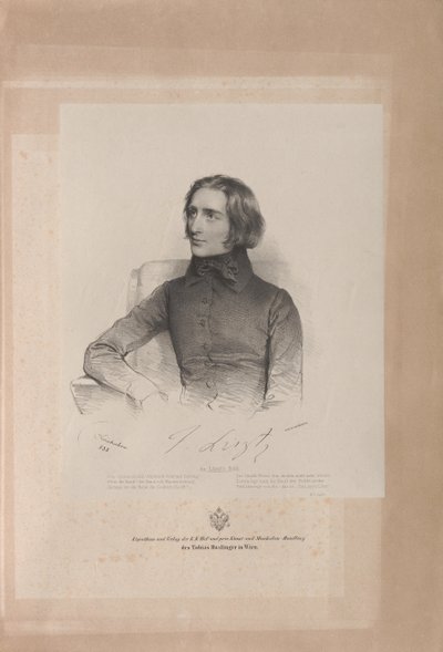 Portræt af Franz Liszt 1811-1886, 1838. af Josef Kriehuber