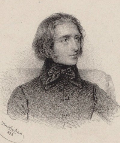 Portræt af komponisten Franz Liszt 1811-1886, 1838. af Josef Kriehuber