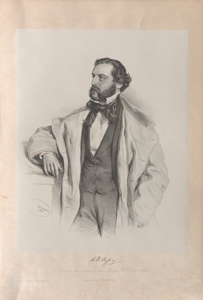 Portræt af operasangeren Achille De Bassini 1819-1881, 1854. af Josef Kriehuber