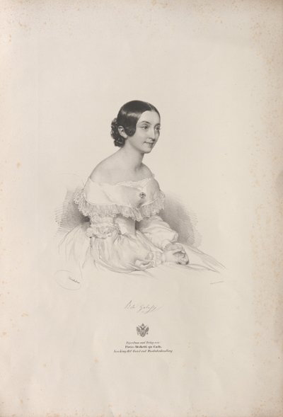 Portræt af operasangerinden Rita Gabussi 1810-1891, 1840. af Josef Kriehuber