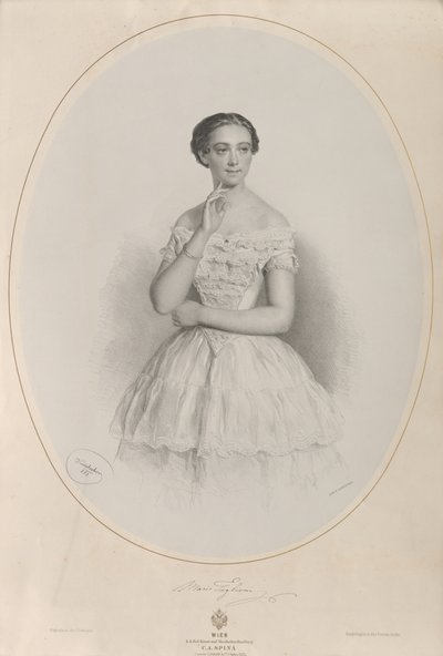 Portræt af ballerinaen Marie Taglioni 1804-1884, 1853. af Josef Kriehuber