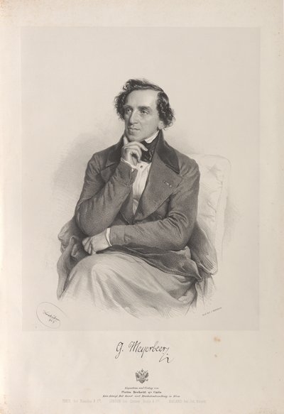 Portræt af komponisten Giacomo Meyerbeer 1791-1864, 1847. af Josef Kriehuber