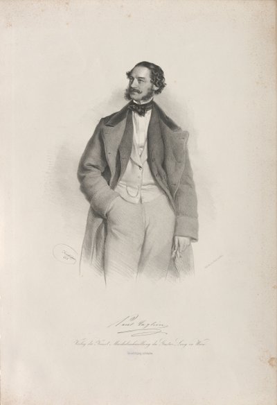 Portræt af danseren, koreografen og balletmesteren Paul Taglioni 1808-1884, 1856. af Josef Kriehuber