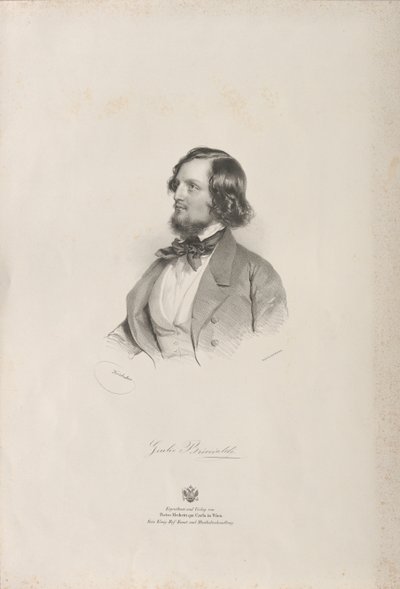 Portræt af fløjtenisten og komponisten Giulio Briccialdi 1818-1881, før 1850. af Josef Kriehuber