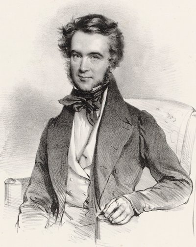 Portræt af violinisten og komponisten Karol Lipiski 1790-1861, 1837. af Josef Kriehuber