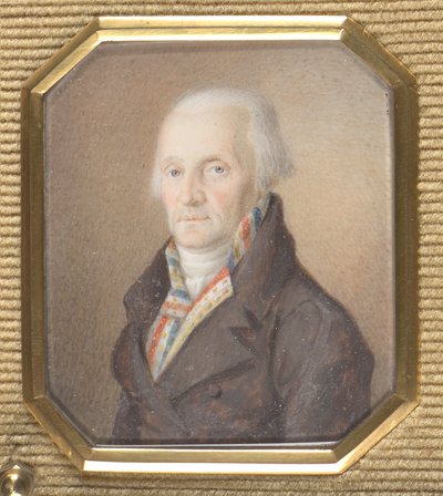Ældre herre i blå, hvid og rød vest af Josef Lanzedelli d. Ä.