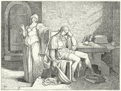 Enzio af Sardinien, uægte søn af den hellige romerske kejser Frederik II, i fangenskab af Guelph Lombards af Josef Mathias (after) Trenkwald