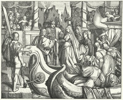 Den hellige romerske kejser Frederik II byder sin brud, Isabella af England, velkommen af Josef Mathias (after) Trenkwald