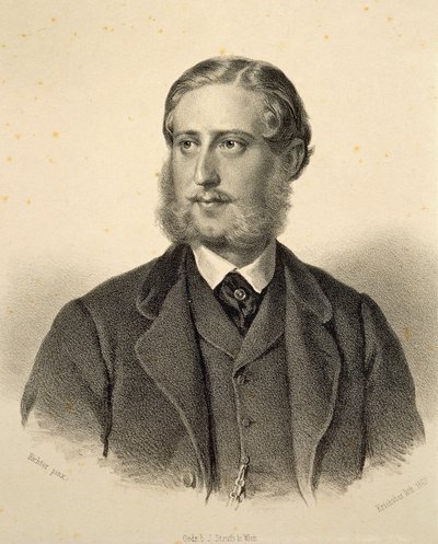 Portræt af Ferdinand Bonaventura, Prins Kinsky (1834-1904). Stik af Josef Kriehuber af Josef Nikolaus Kriehuber