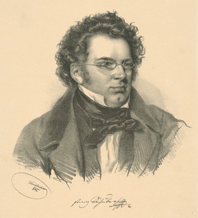 Portræt af Franz Schubert 1797-1828, 1846. af Josef Nikolaus Kriehuber