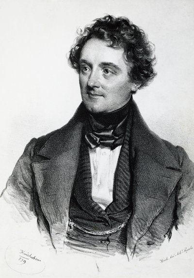 Portræt af Johann Nepomuk Eduard Ambrosius Nestroy (Wien af Josef Nikolaus Kriehuber