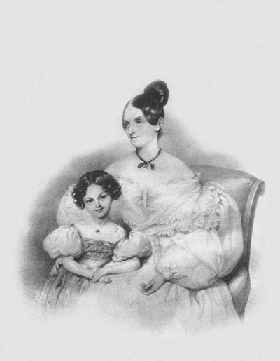 Portræt af Olga Narychkina Potocki med deres datter Sophie 1802-1861, 1835 af Josef Nikolaus Kriehuber