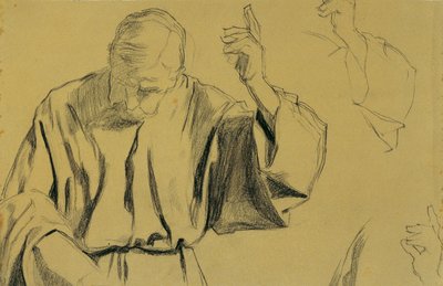 Draperistudie til maleriet "Christi Ascension" af Josef Wawra