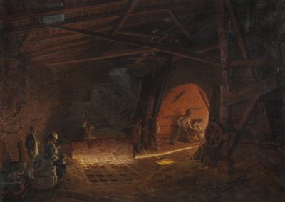 Acierie - Jernværk, af Wallander, Josef Wilhelm (1821-1888). Olie på lærred af Josef Wilhelm Wallander