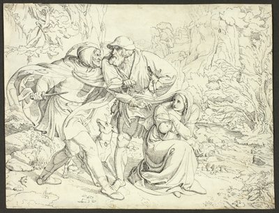 Genovevas mordere forbarmer sig af Josef von Führich
