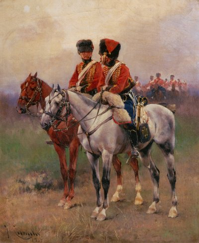 Soldater til hest af Josep Cusachs y Cusachs