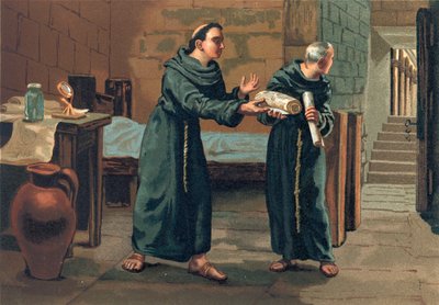 Roger Bacon sender sin Magnum Opus til paven af Josep or Jose Planella Coromina