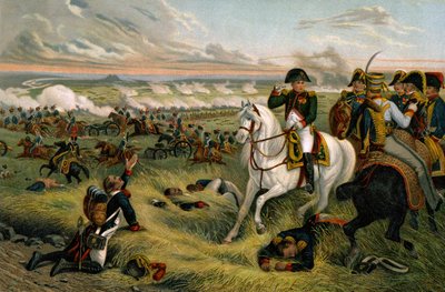 Historie. Frankrig. Det franske første imperium. Napoleon 1. i slaget ved Wagram af Joseph Louis Hippolyte (after) Bellange