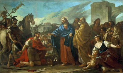Kristi Mirakler: "" Høvedsmanden ved Kristi fødder" af Joseph Marie, the Elder Vien
