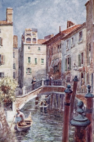 En kanal i Venedig (farve litho) af Joseph (after) Finnemore