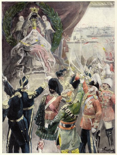 Queen Victorias karakter: Supremacy (farve litho) af Joseph (after) Finnemore