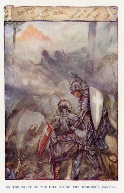 Illustration til Sir Knight of the Splendid Way (farve litho) af Joseph (after) Finnemore