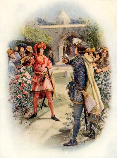 Den røde rose og den hvide (farvelitografi) af Joseph (after) Finnemore