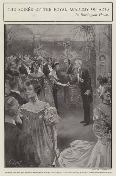 Soiree for Royal Academy of Arts i Burlington House, London (litografi) af Joseph (after) Finnemore