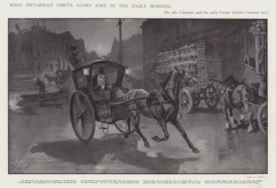 Sådan ser Piccadilly Circus ud tidligt om morgenen (litho) af Joseph (after) Finnemore