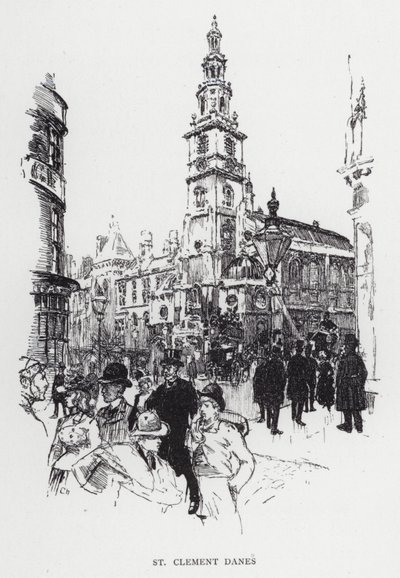 St Clement Danes (litho) af Joseph (after) Pennell