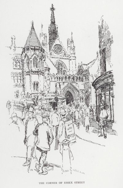 Hjørnet af Essex Street (litho) af Joseph (after) Pennell