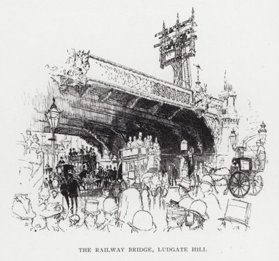 Jernbanebroen, Ludgate Hill (litho) af Joseph (after) Pennell