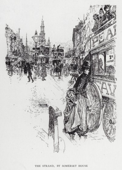 The Strand, af Somerset House (litho) af Joseph (after) Pennell