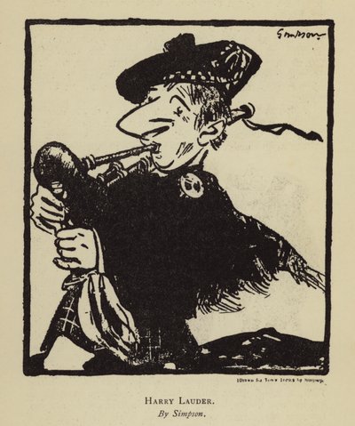 Harry Lauder, skotsk sanger og komiker (litho) af Joseph (after) Simpson