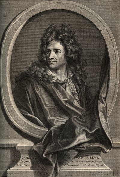 Portræt af Corneille Van Cleve fransk billedhugger (1645-1732) gravering af Poilly efter maleriet af Joseph Vivien af Joseph (after) Vivien