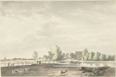 Færgehuset på Lek nær Schoonhoven af Joseph Adolf Schmetterling