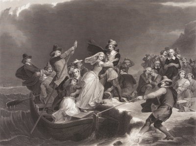 Pilgrimmene lander ved Plymouth Rock i 1620 af Joseph Andrews